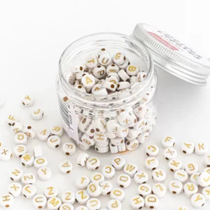 Pot perles lettres - Blanches