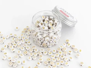 Pot perles symboles et chiffres - Blanc