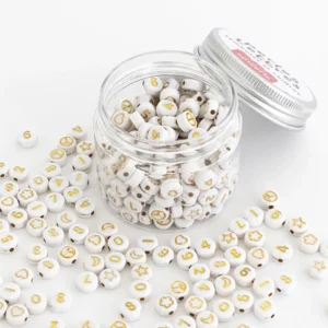 Pot perles symboles et chiffres - Blanc