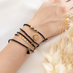 DIY BIJOUTERIE - Mon bracelet perlé multirang - Noir