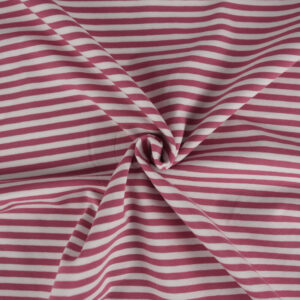 Tissus - Jersey Rayures Vieux Rose 5mm