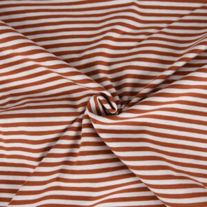 Tissus - Jersey Rayures Brique 5mm