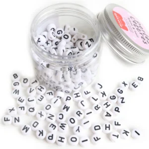 Pot perles lettres - Blanc et Noir