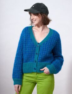 Cardigan jacquard bicolore
