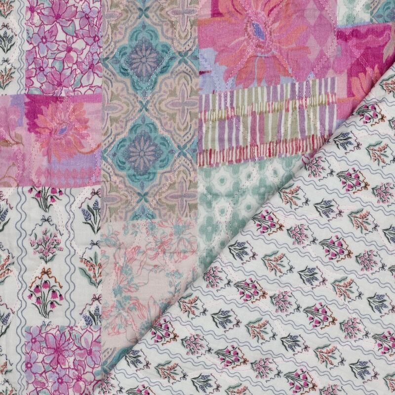 Double Gaze Stepped Digital Flowers Light Pink