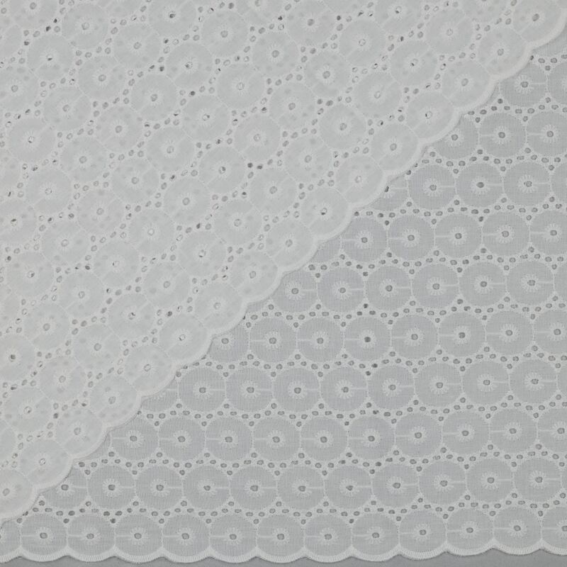 Coton Brodé Blanc en vague
