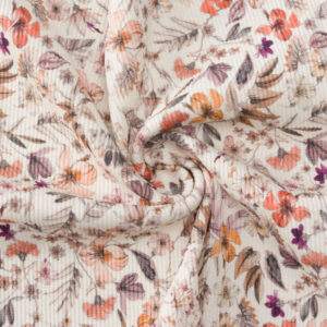 Rib Côtelé Jersey Coton Imprimé Fleurs