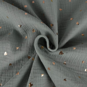 Tissus - Double Gaze Coeur Dore